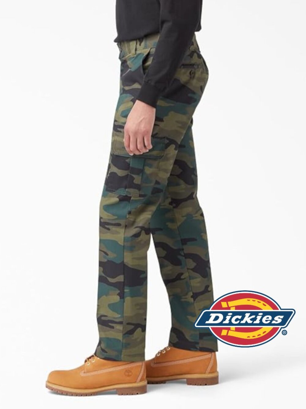 Dickies Men's Slim Fit Straight Leg Cargo Pants, Hunter Green Camo, 34W x 34L